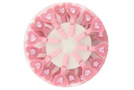 Boite 24 pinces à linge 3 cm cœur feutrine rose et strass, 1.5 cm