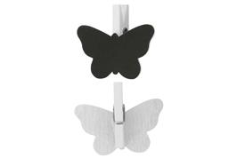 6 pinces ardoise papillon 4,2 x 2 cm, blanc