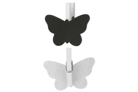 4 pinces ardoise papillon 7 x 5 cm, blanc