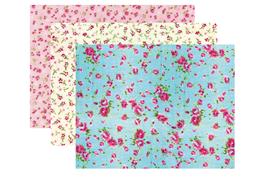 3 coupons de tissu autocollant 15 x 20 cm - Motifs fleuris