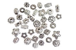 15 anneaux et coupelles en métal, intercalaires pour perles, argentés