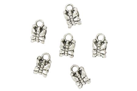 6 perles métalliques pour charms et breloques argent vieilli