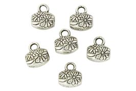 6 perles métalliques pour charms et breloques argent vieilli