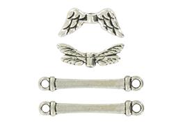 4 charms métalliques ailes ange, papillons 20 mm argent vieilli