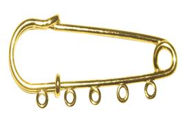 2 épingles 7 cm avec 5 anneaux pour broches fantaisie, dorées ou argentées